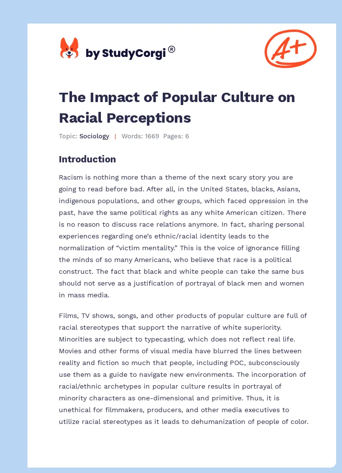 The Impact of Popular Culture on Racial Perceptions. Page 1