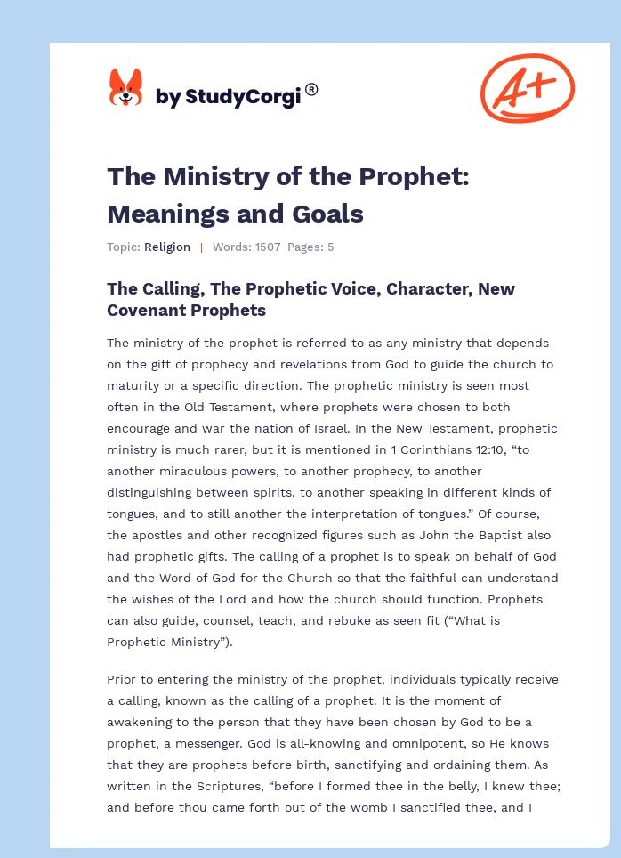 The Ministry of the Prophet: Meanings and Goals. Page 1