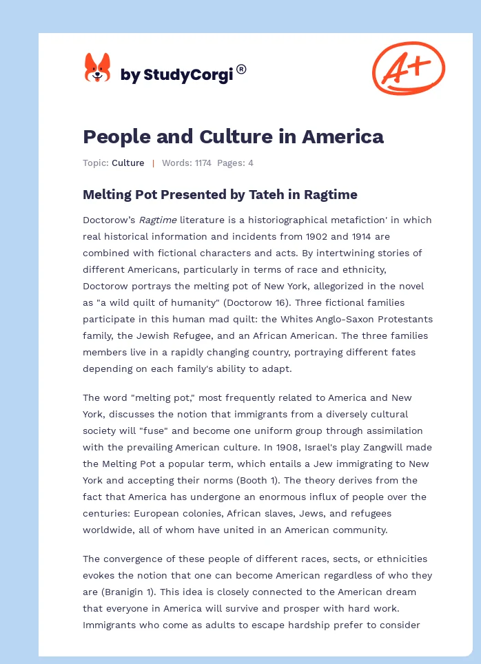 People and Culture in America. Page 1