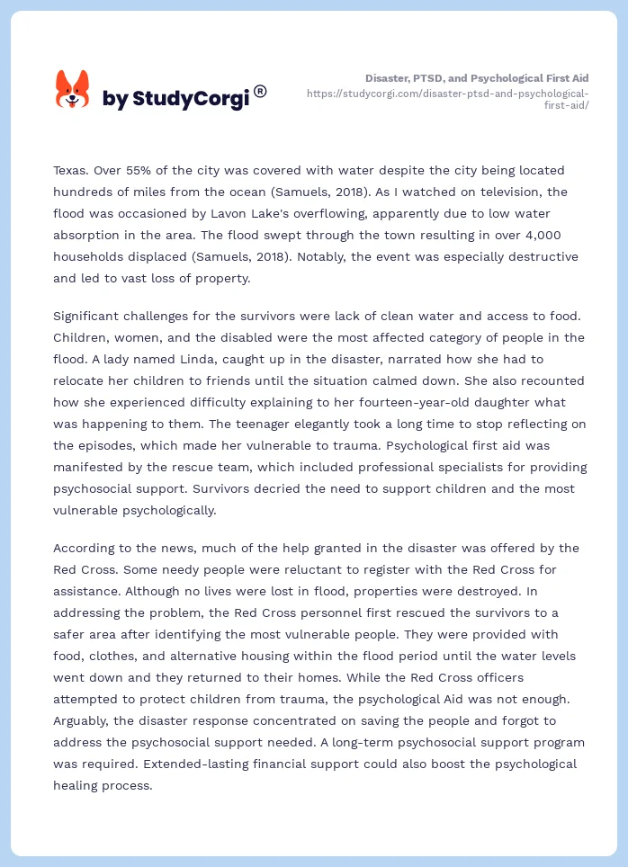 Disaster, PTSD, and Psychological First Aid. Page 2