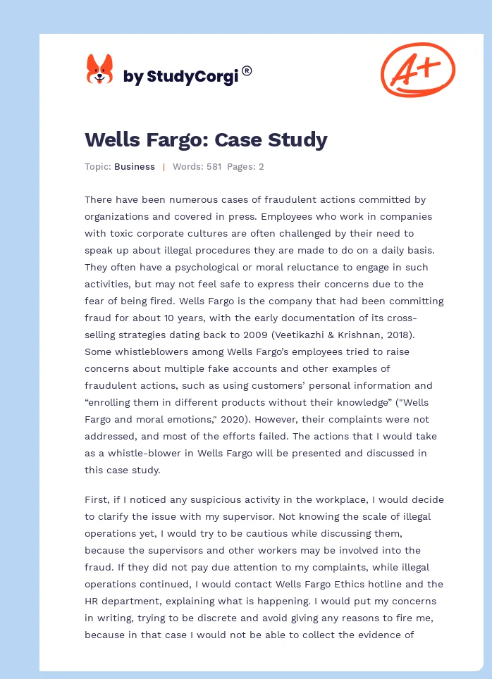 Wells Fargo: Case Study. Page 1