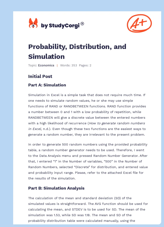 Probability, Distribution, and Simulation. Page 1