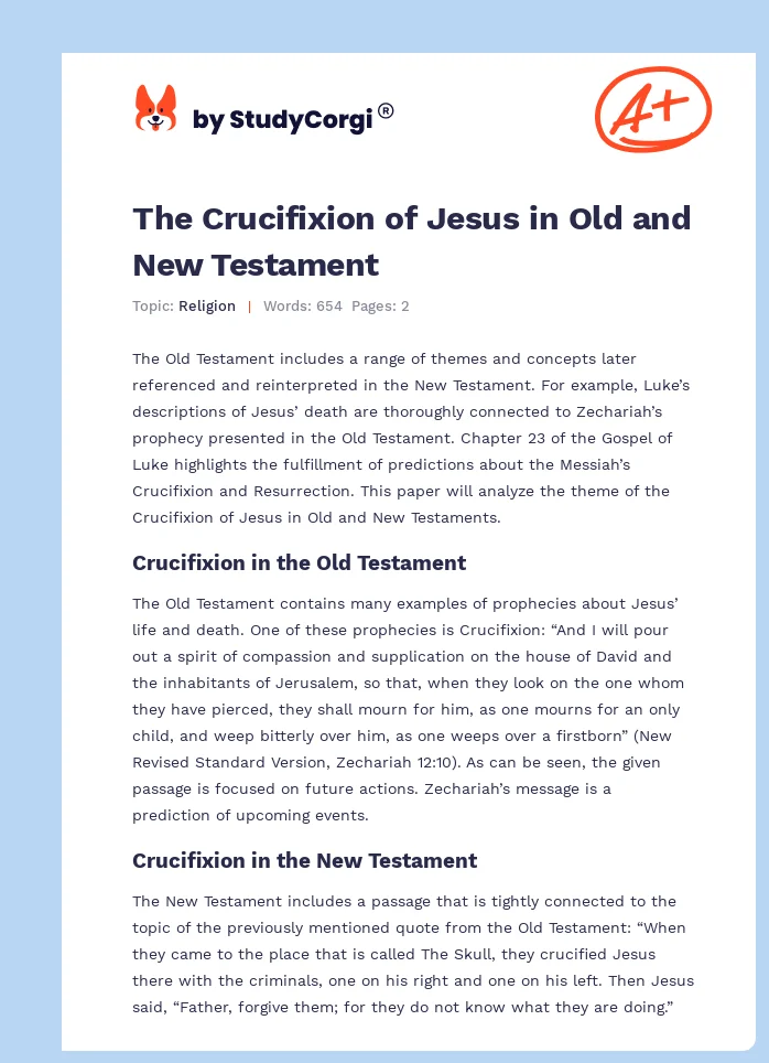 The Crucifixion of Jesus in Old and New Testament. Page 1