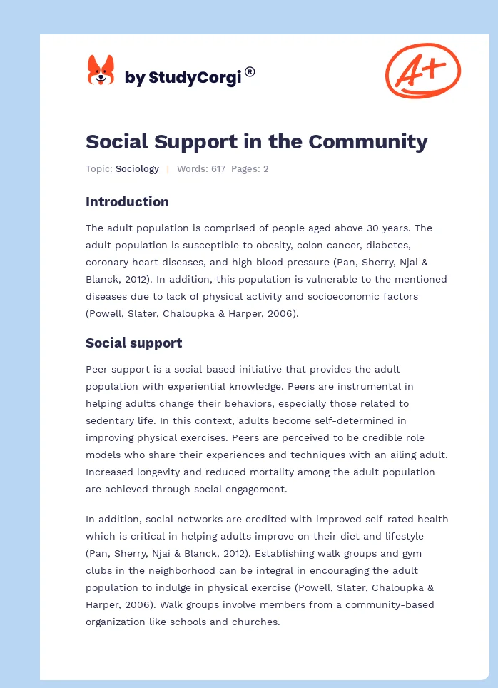 Social Support in the Community. Page 1