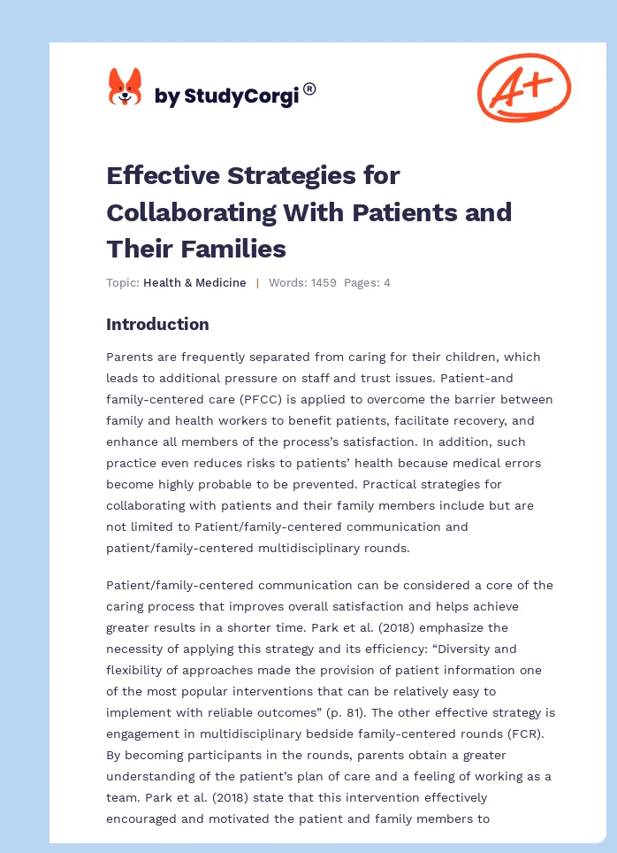 Effective Strategies for Collaborating With Patients and Their Families. Page 1