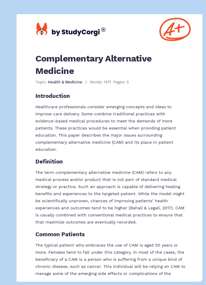 Complementary Alternative Medicine. Page 1
