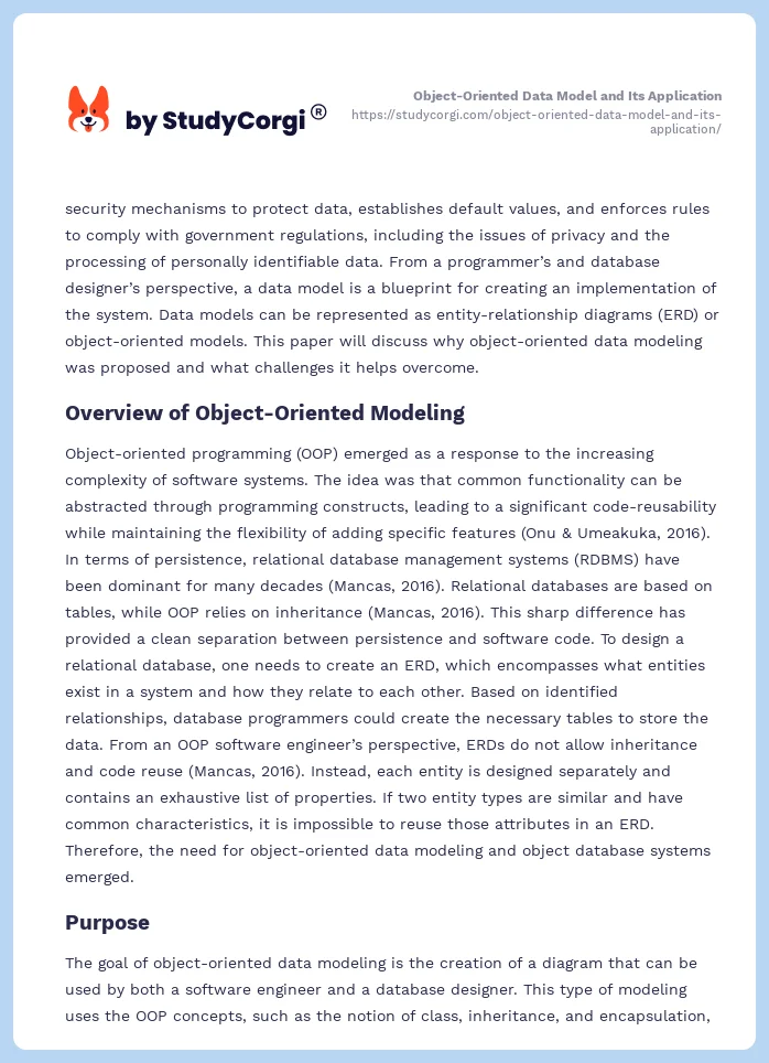 Object-Oriented Data Model and Its Application. Page 2
