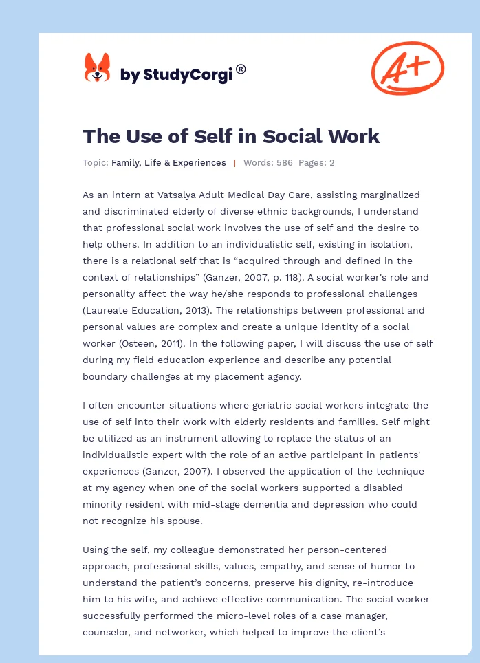 The Use of Self in Social Work. Page 1