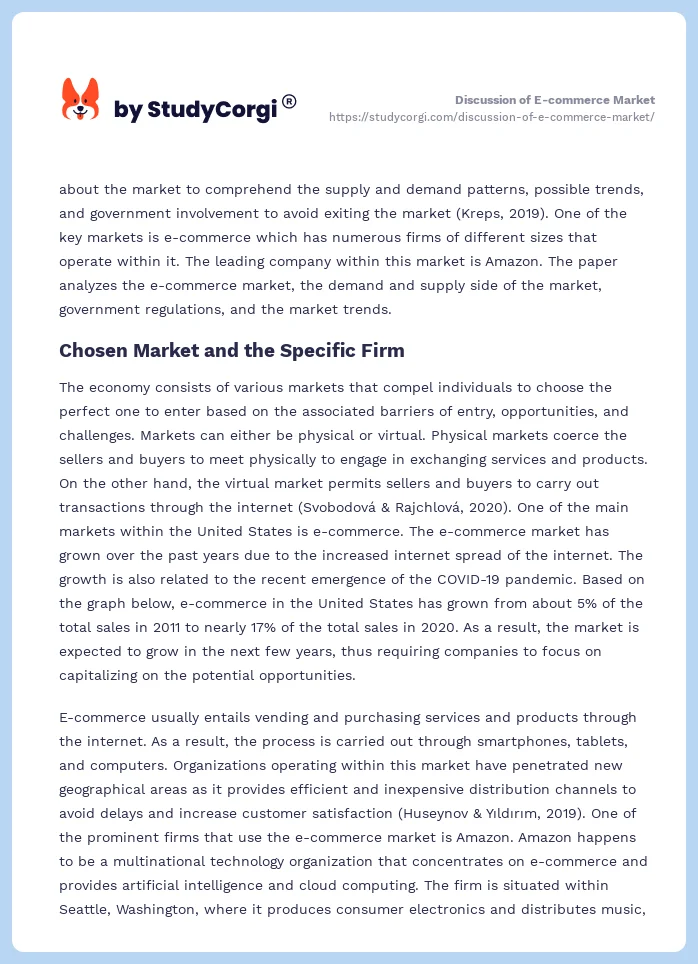 Discussion of E-commerce Market. Page 2