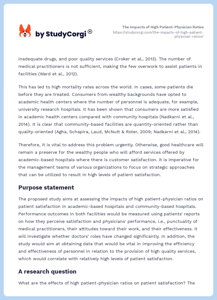 The Impacts of High Patient-Physician Ratios. Page 2
