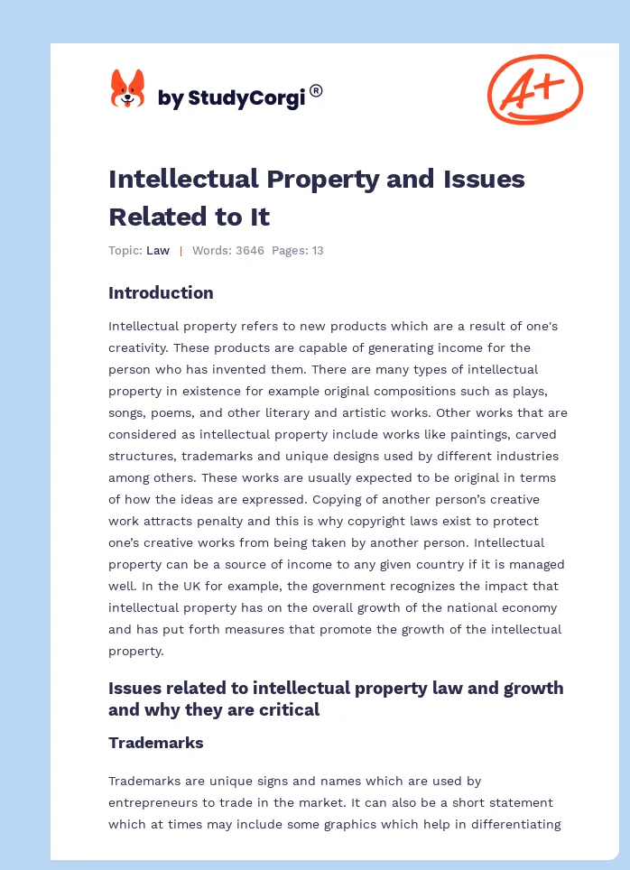 Intellectual Property and Issues Related to It. Page 1