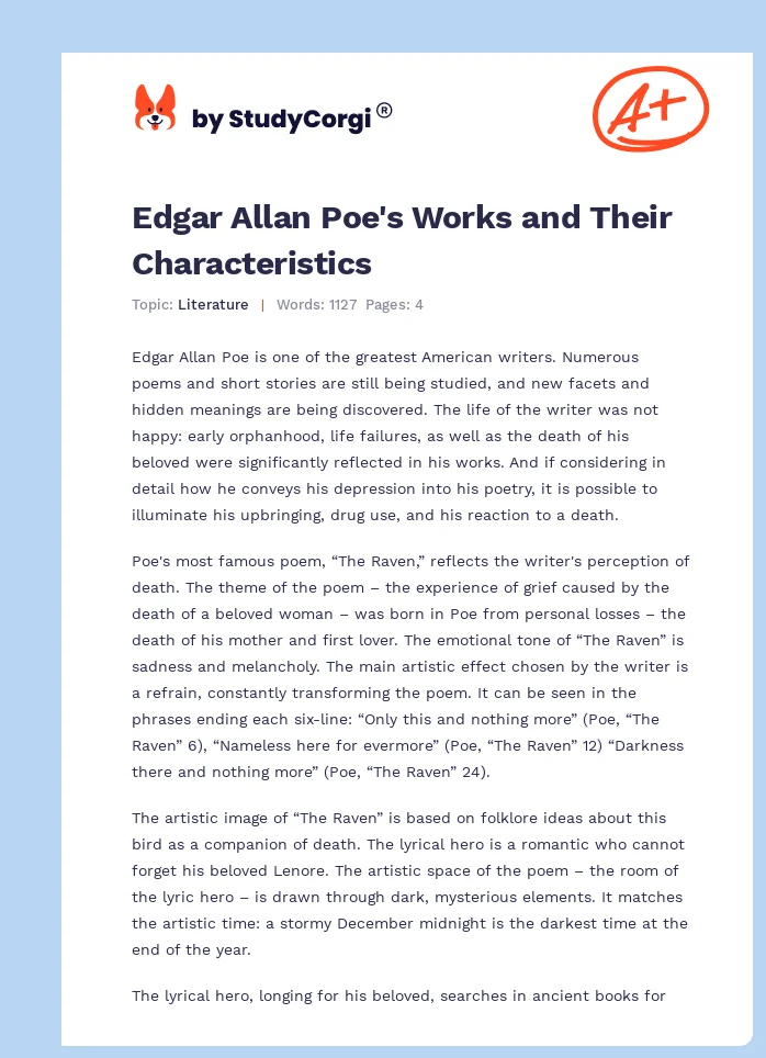 Edgar Allan Poe's Works and Their Characteristics. Page 1