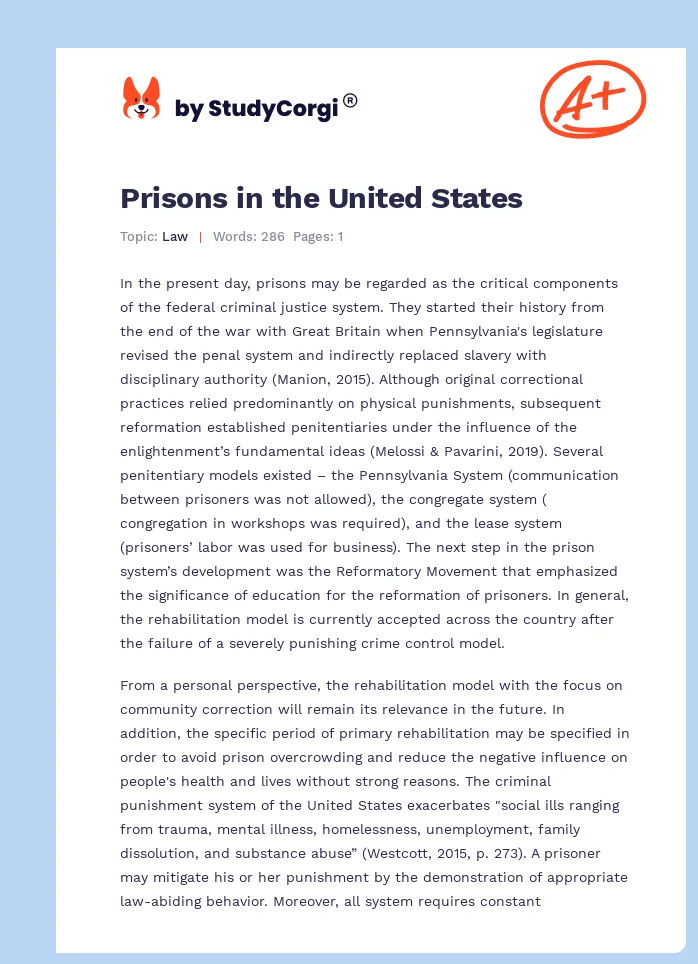 Prisons in the United States. Page 1