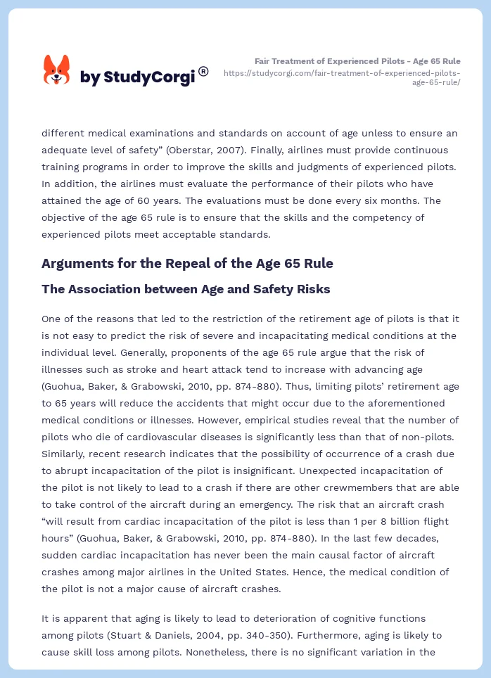 Fair Treatment of Experienced Pilots - Age 65 Rule. Page 2