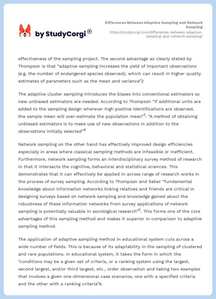 Differences Between Adaptive Sampling and Network Sampling. Page 2