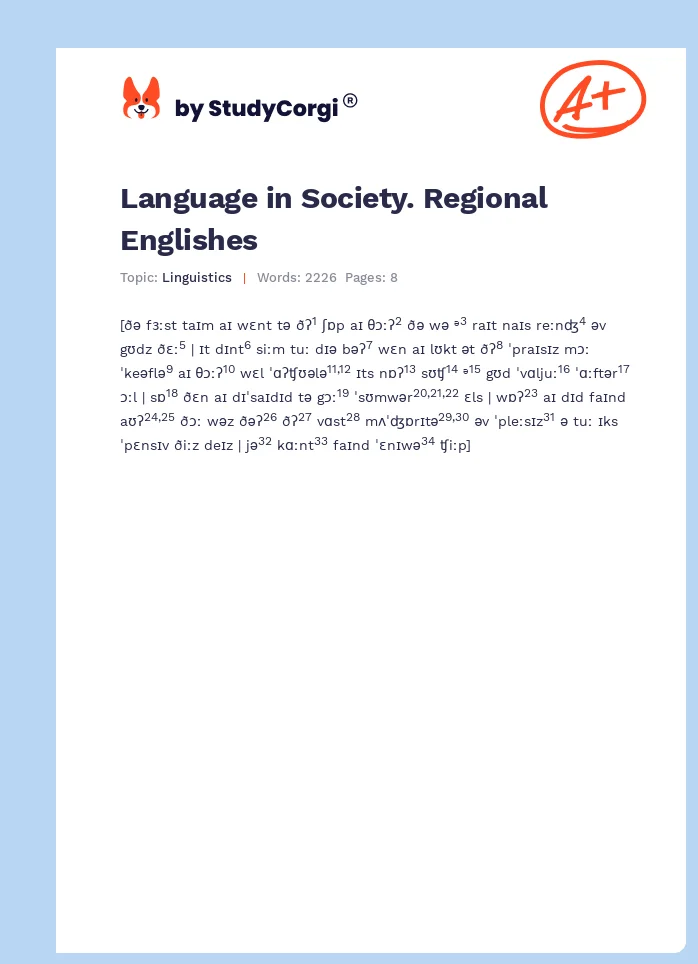 Language in Society. Regional Englishes. Page 1