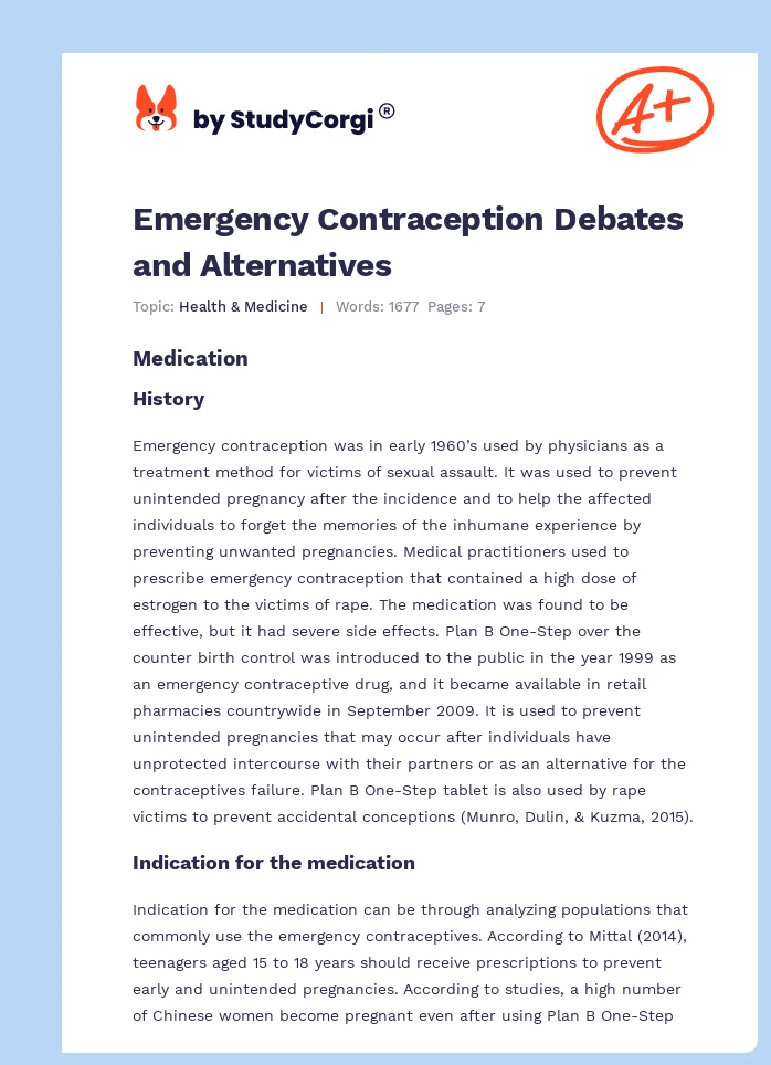 Emergency Contraception Debates and Alternatives. Page 1