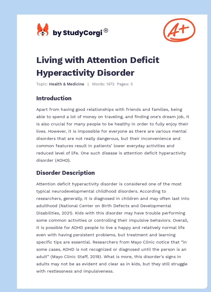 Living with Attention Deficit Hyperactivity Disorder. Page 1