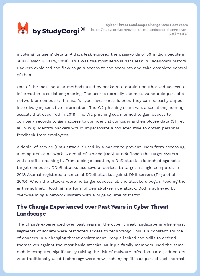 Cyber Threat Landscape Change Over Past Years. Page 2