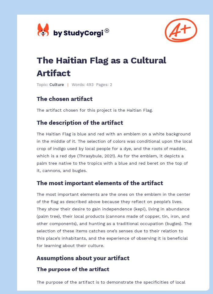 The Haitian Flag as a Cultural Artifact. Page 1