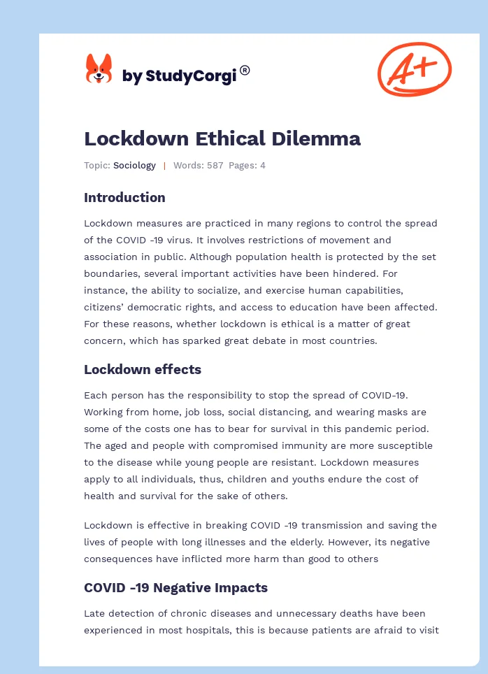 Lockdown Ethical Dilemma. Page 1