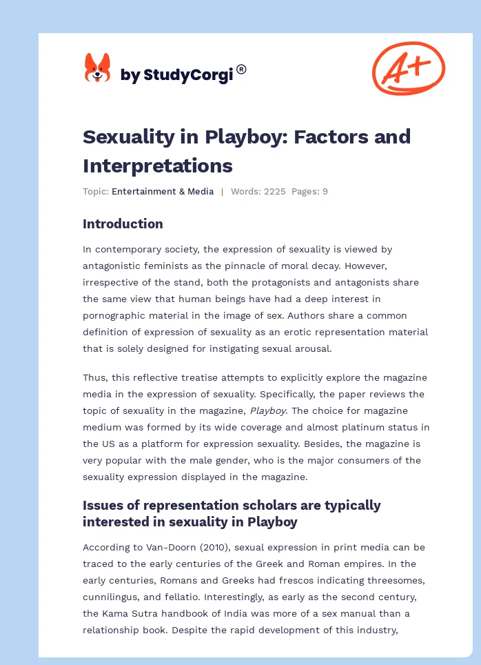 Sexuality in Playboy: Factors and Interpretations. Page 1