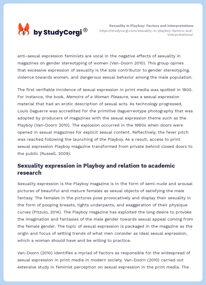 Sexuality in Playboy: Factors and Interpretations. Page 2
