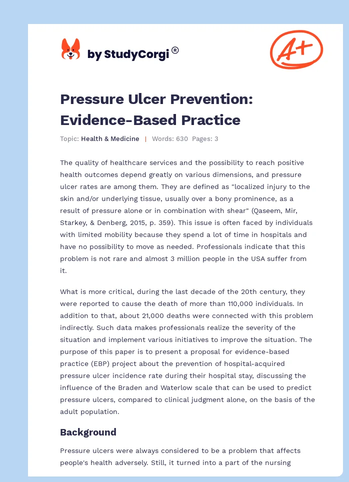 Pressure Ulcer Prevention: Evidence-Based Practice. Page 1