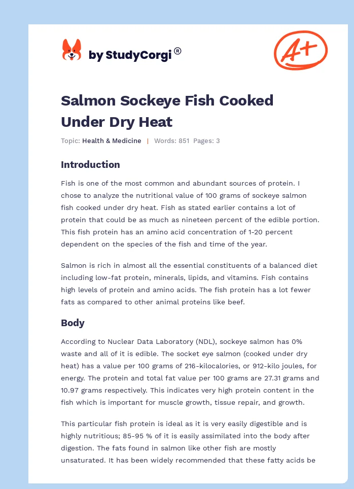 Salmon Sockeye Fish Cooked Under Dry Heat. Page 1