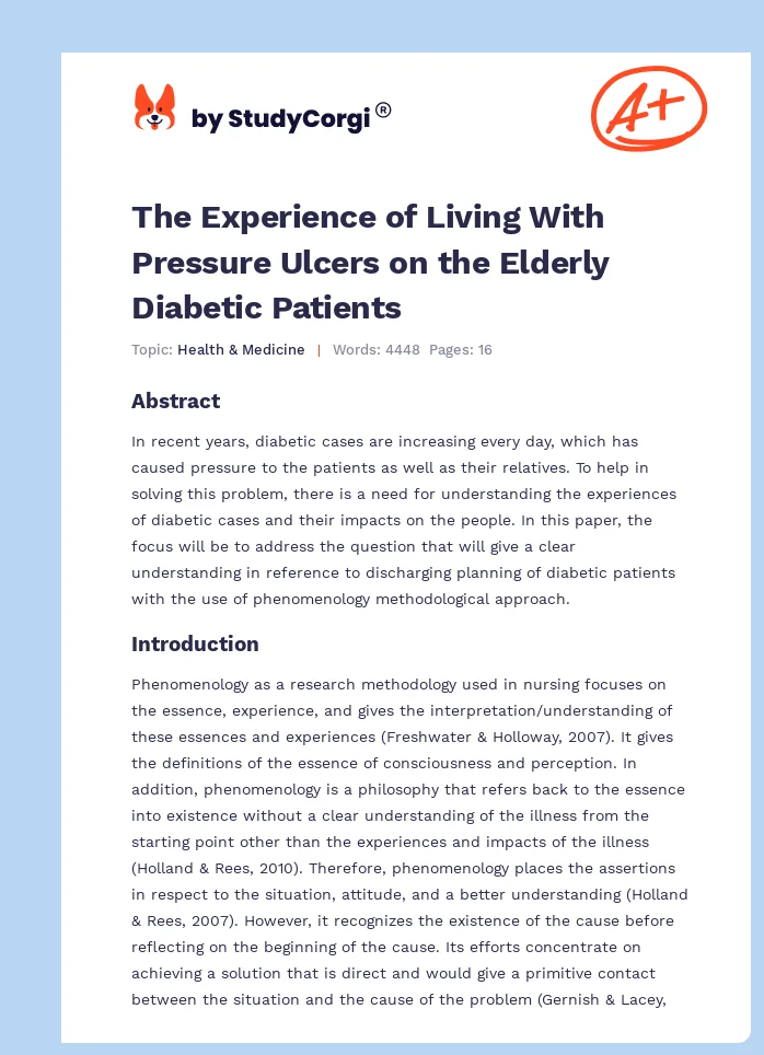 The Experience of Living With Pressure Ulcers on the Elderly Diabetic Patients. Page 1