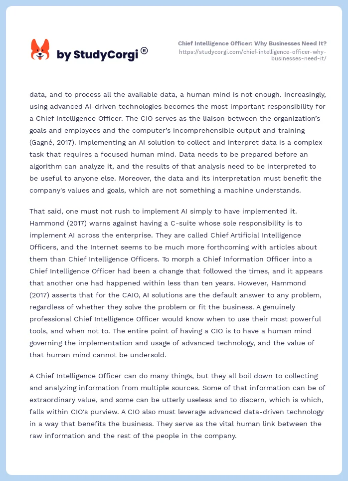 Chief Intelligence Officer: Why Businesses Need It?. Page 2