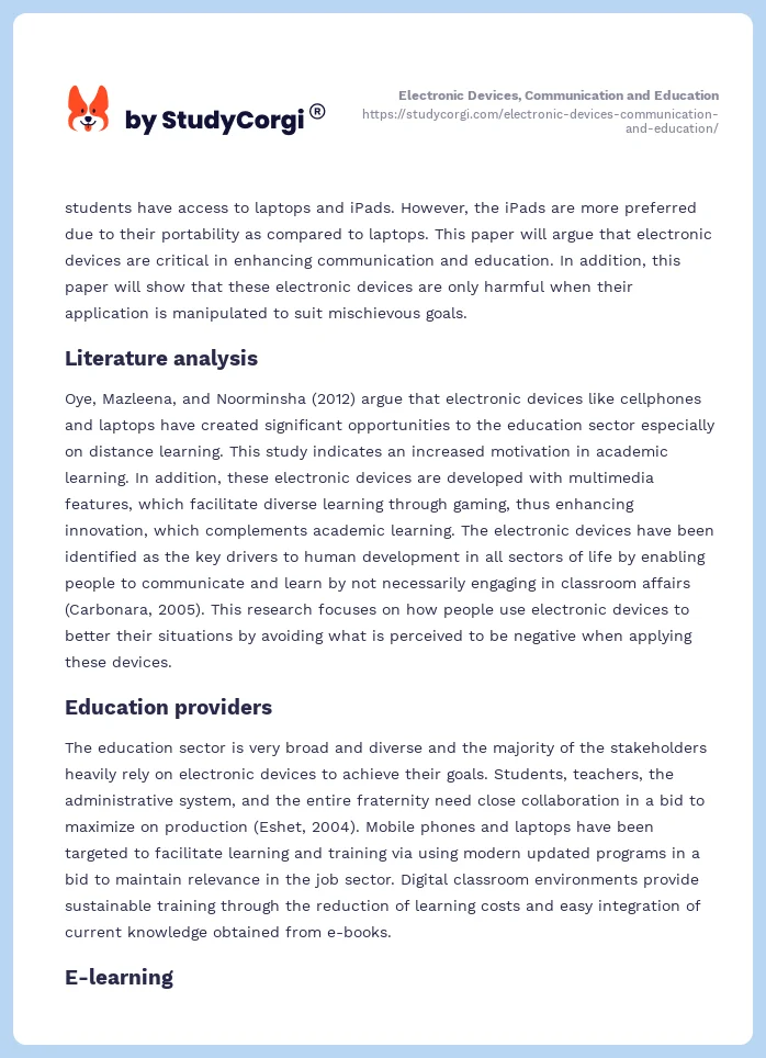 Electronic Devices, Communication and Education. Page 2