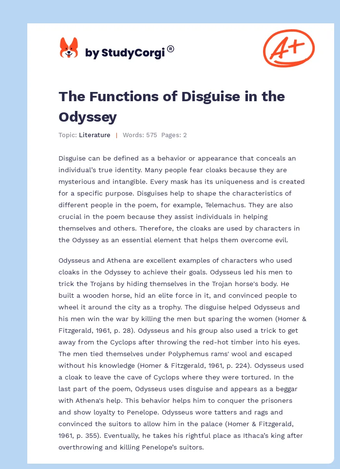 The Functions of Disguise in the Odyssey. Page 1