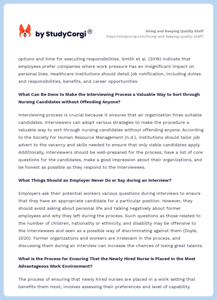 Hiring and Keeping Quality Staff. Page 2
