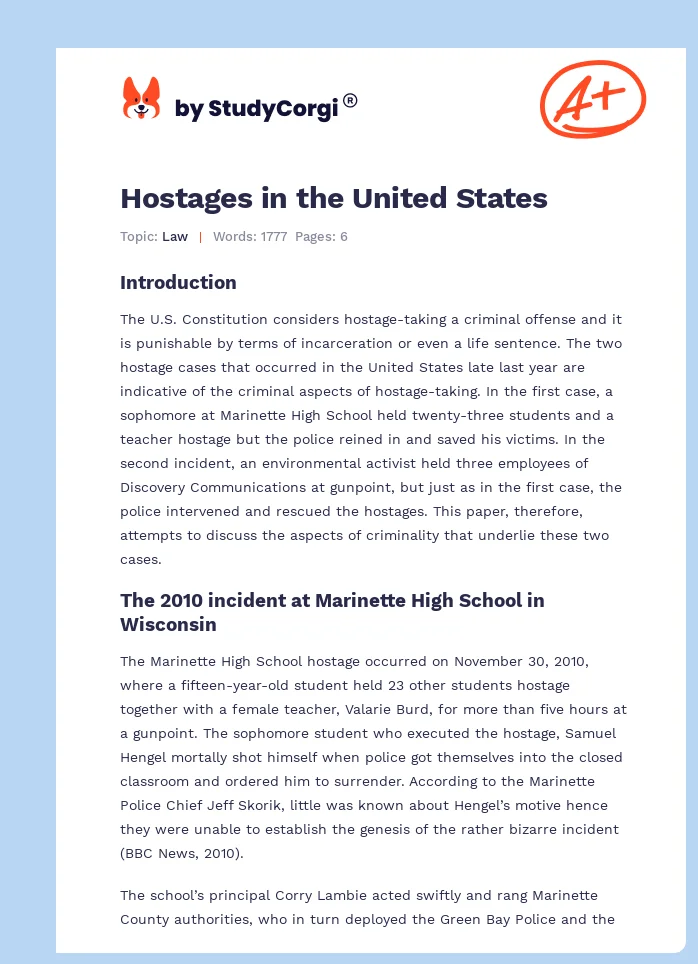 Hostages in the United States. Page 1