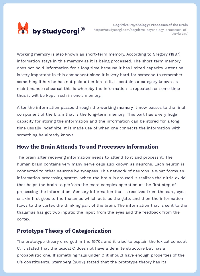 Cognitive Psychology: Processes of the Brain. Page 2