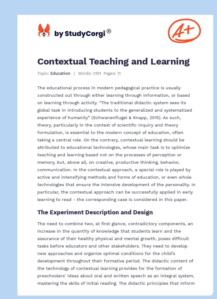 Contextual Teaching and Learning. Page 1