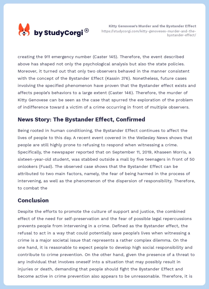 Kitty Genovese’s Murder and the Bystander Effect. Page 2