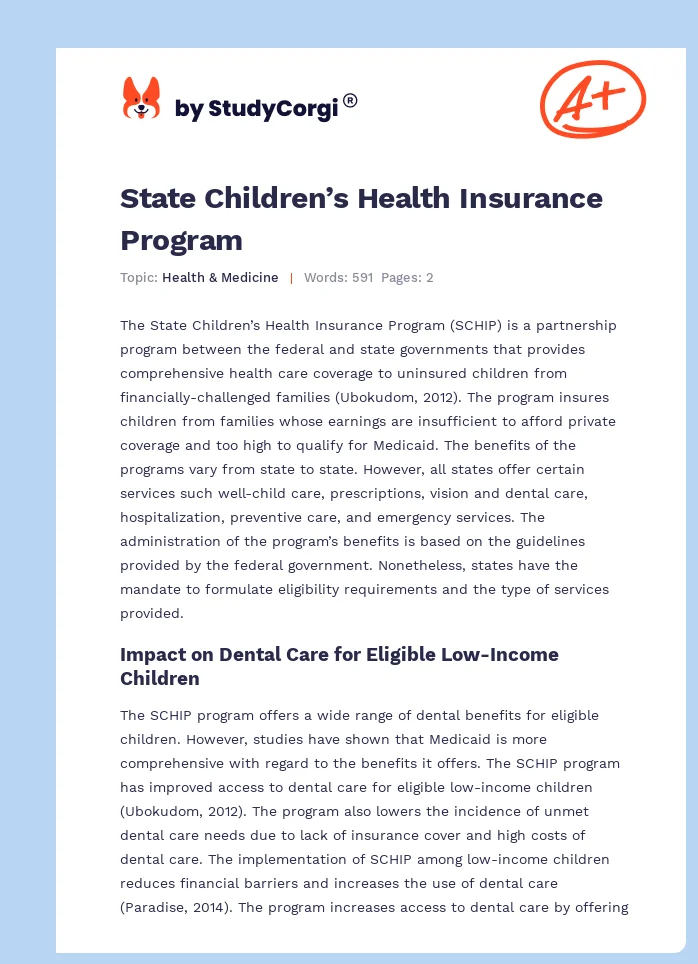 State Children’s Health Insurance Program. Page 1