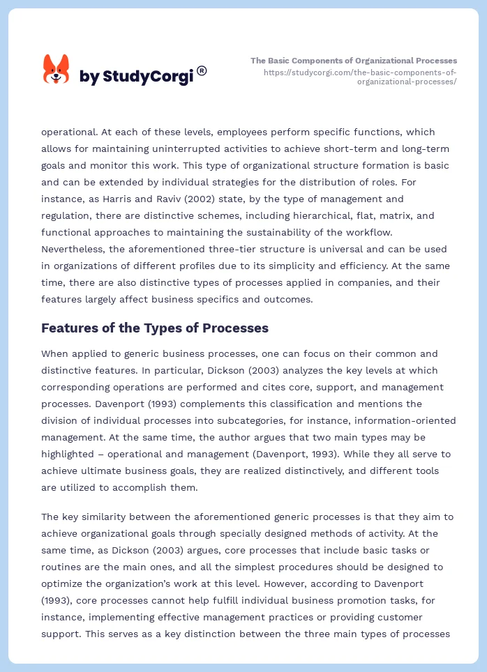 The Basic Components of Organizational Processes. Page 2