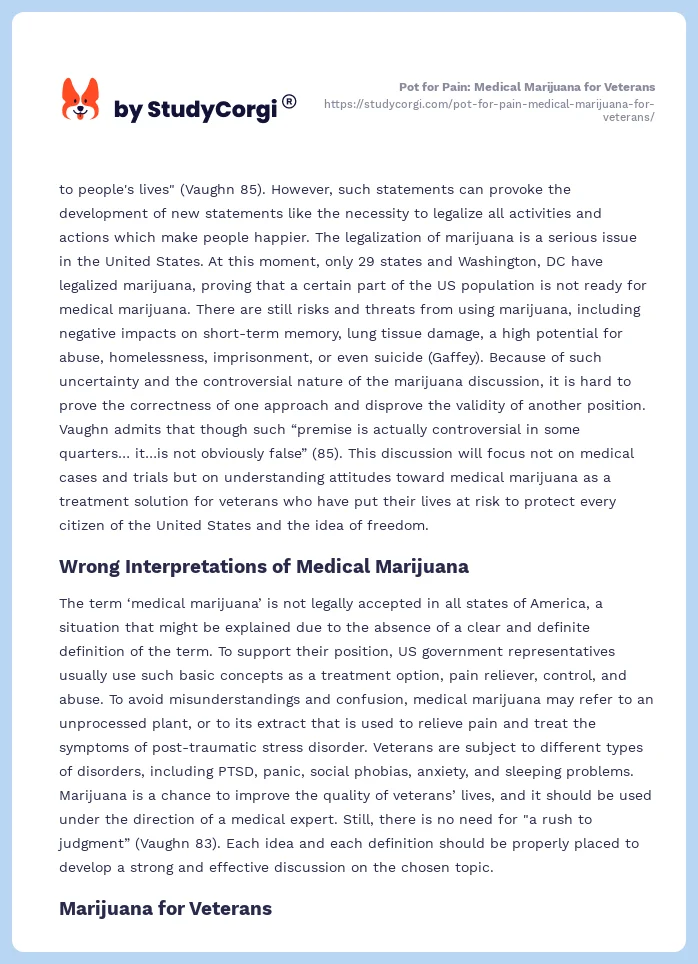 Pot for Pain: Medical Marijuana for Veterans. Page 2