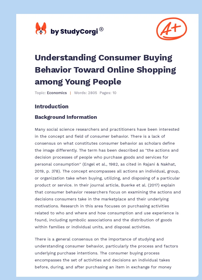 Understanding Consumer Buying Behavior Toward Online Shopping among Young People. Page 1