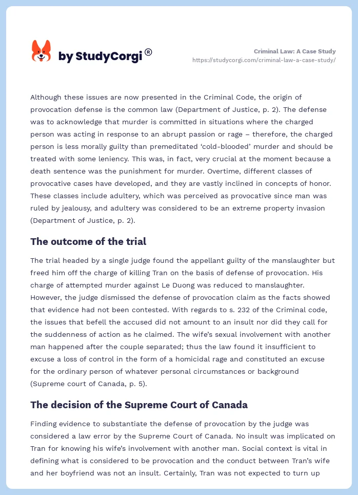 Criminal Law: A Case Study. Page 2