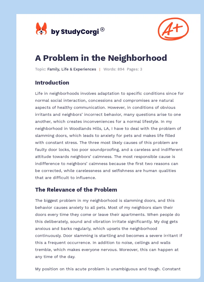 A Problem in the Neighborhood. Page 1