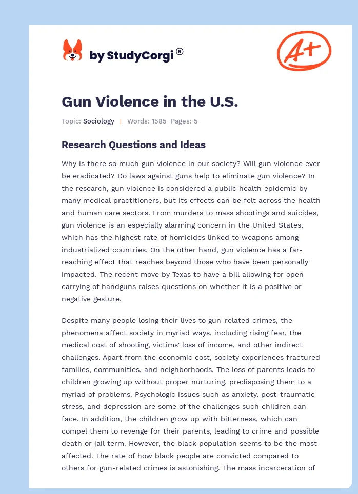 Gun Violence in the U.S.. Page 1
