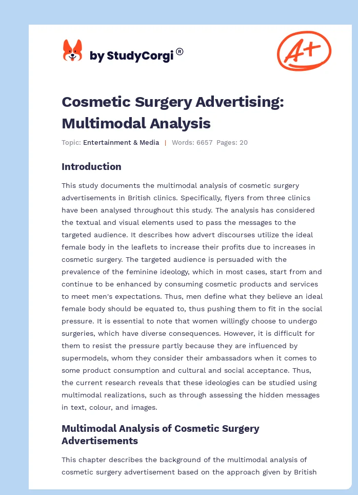 Cosmetic Surgery Advertising: Multimodal Analysis. Page 1