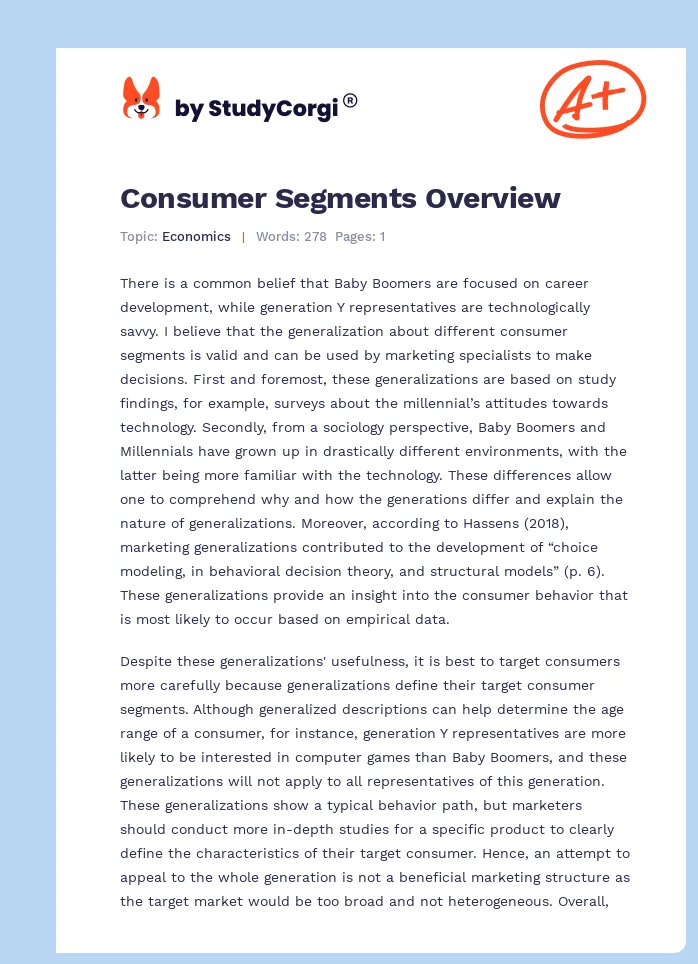 Consumer Segments Overview. Page 1