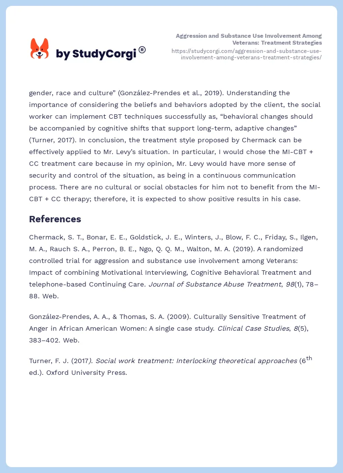 Aggression and Substance Use Involvement Among Veterans: Treatment Strategies. Page 2