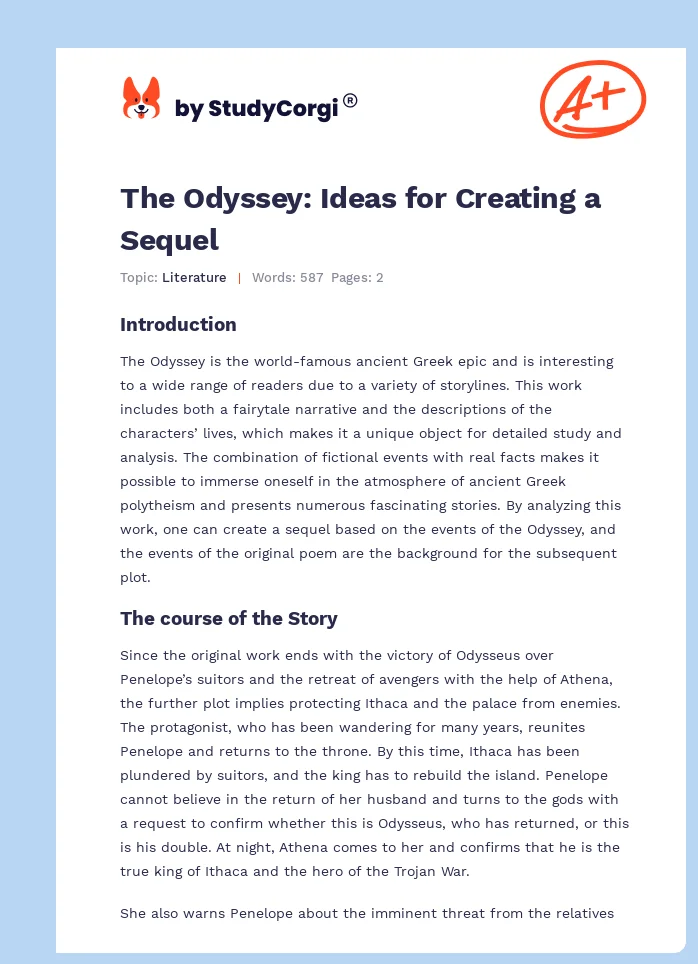 The Odyssey: Ideas for Creating a Sequel. Page 1