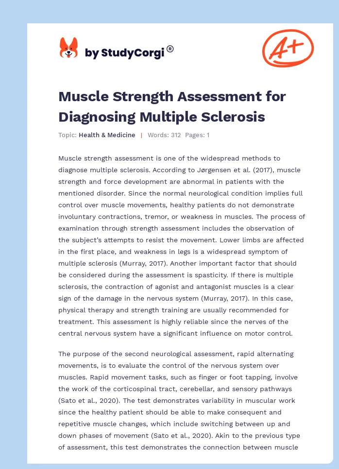 Muscle Strength Assessment for Diagnosing Multiple Sclerosis. Page 1